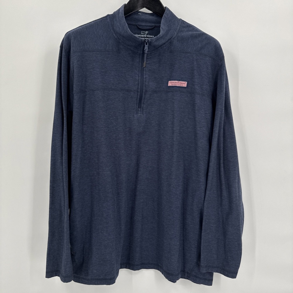 Vineyard Vines The Shep Shirt Men's XXL Navy 1/4 Zip Mock Pullover‎ Long Sleeve